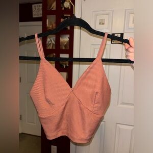 Ribbed Spaghetti Strap Top in Rust Pink